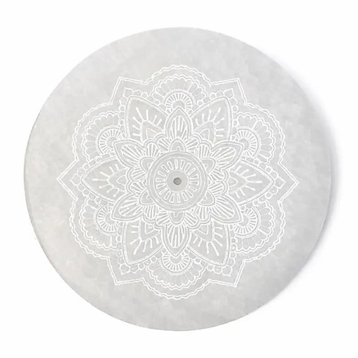 Porte-encens en sélénite mandala rond | Pieralune