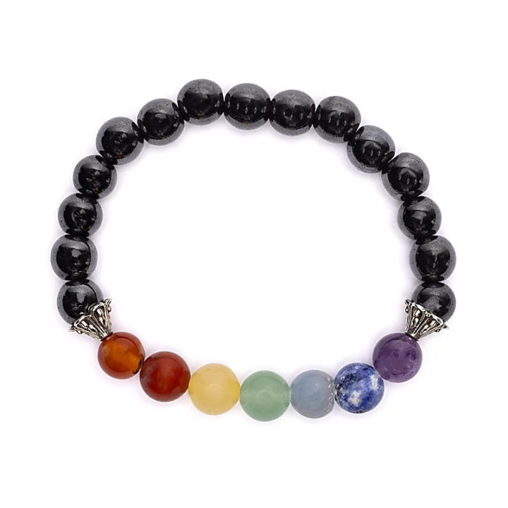 Bracelet chakra en hématite élastique | Pieralune