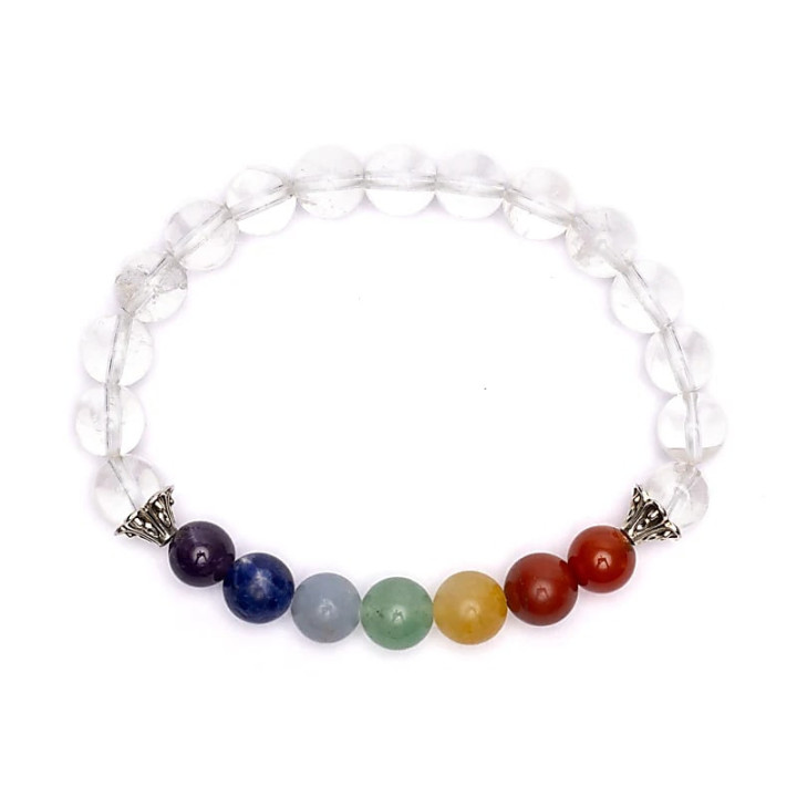 Bracelet chakra en cristal de roche élastique | Pieralune