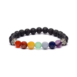 Bracelet chakra en pierre de lave élastique | Pieralune