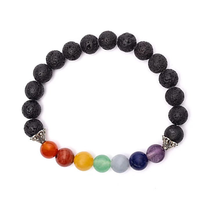 Bracelet chakra en pierre de lave élastique | Pieralune