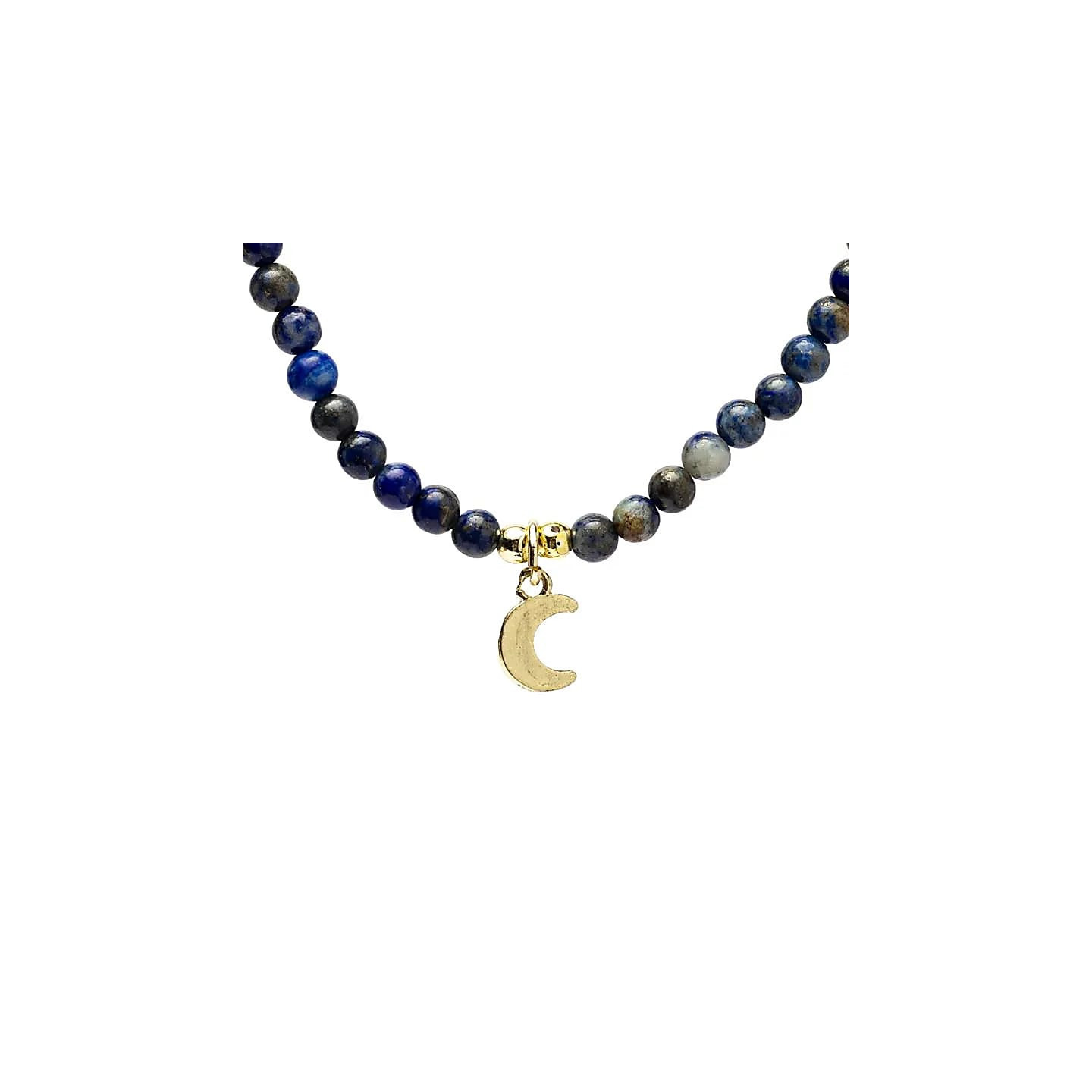 Collier ajustable Lapis-lazuli avec pendentif lune | Pieralune