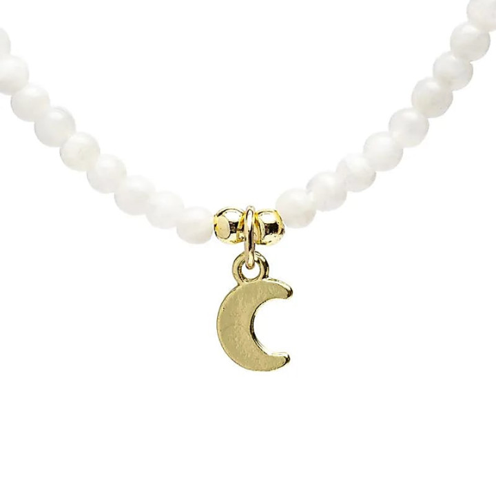 Collier ajustable Pierre de lune avec pendentif lune | Pieralune