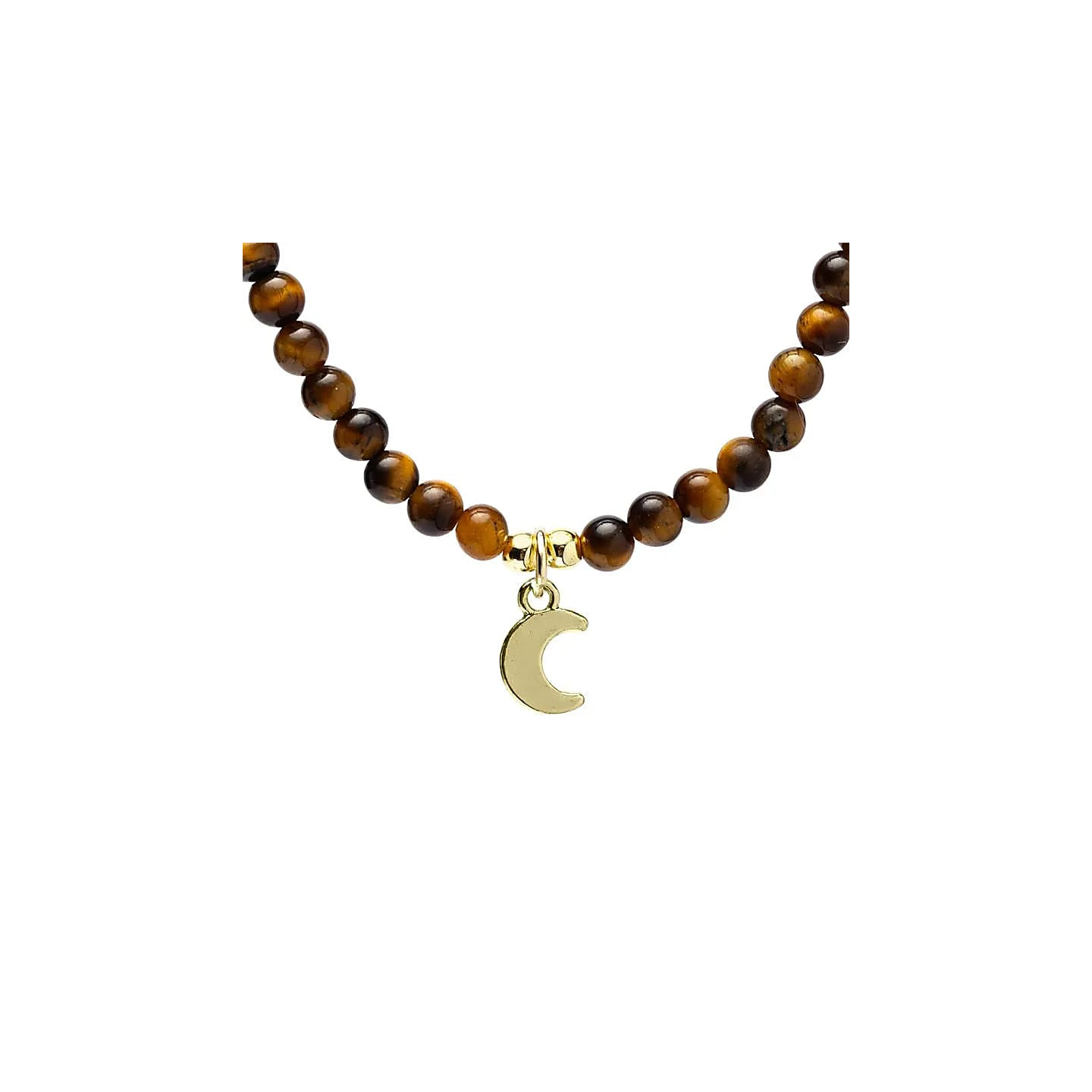 Collier ajustable Œil de tigre avec pendentif lune | Pieralune