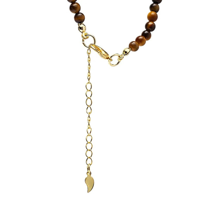 Collier ajustable Œil de tigre avec pendentif lune | Pieralune