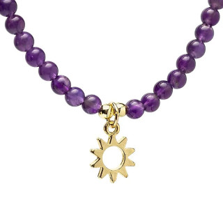 Collier ajustable Améthyste avec pendentif soleil | Pieralune