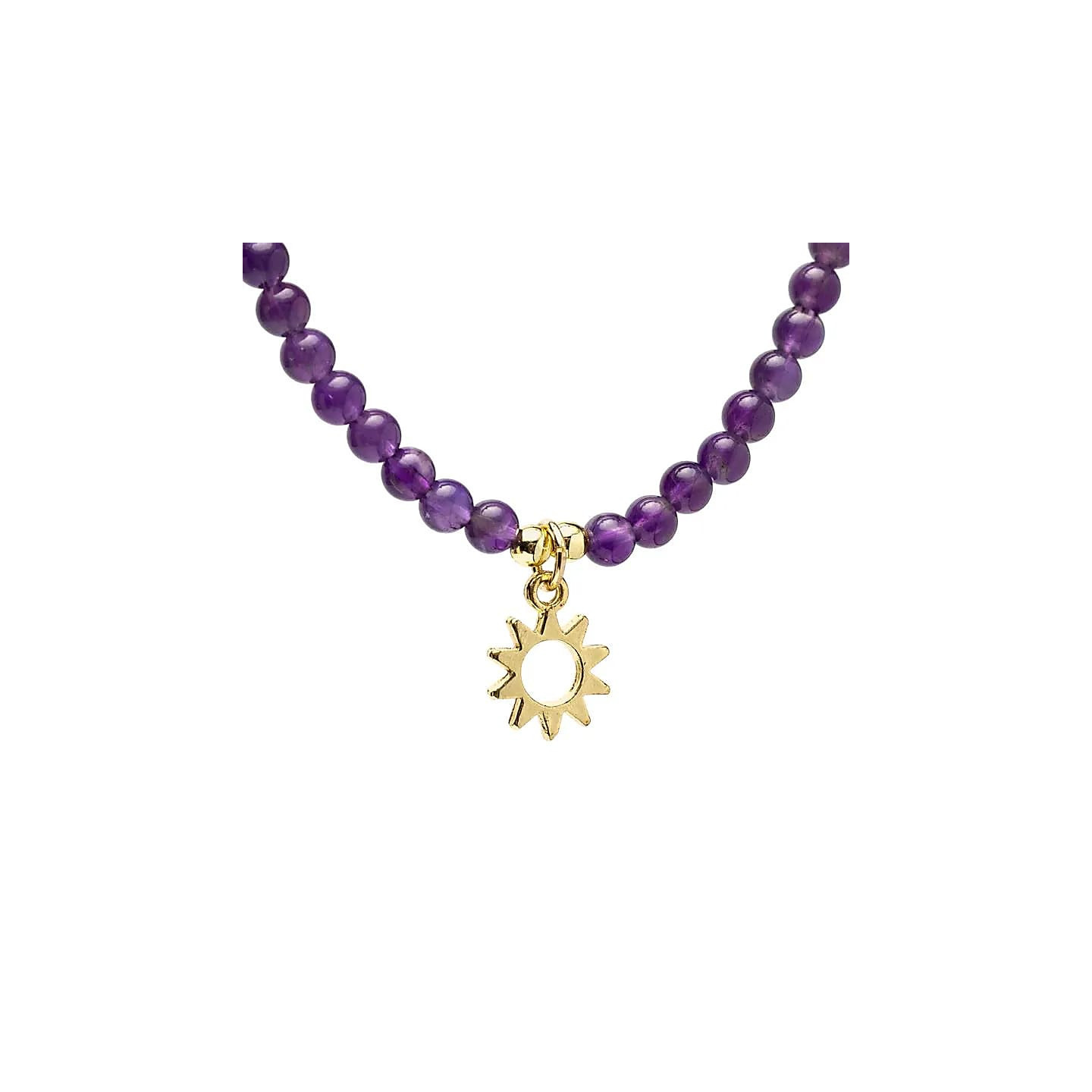 Collier ajustable Améthyste avec pendentif soleil | Pieralune