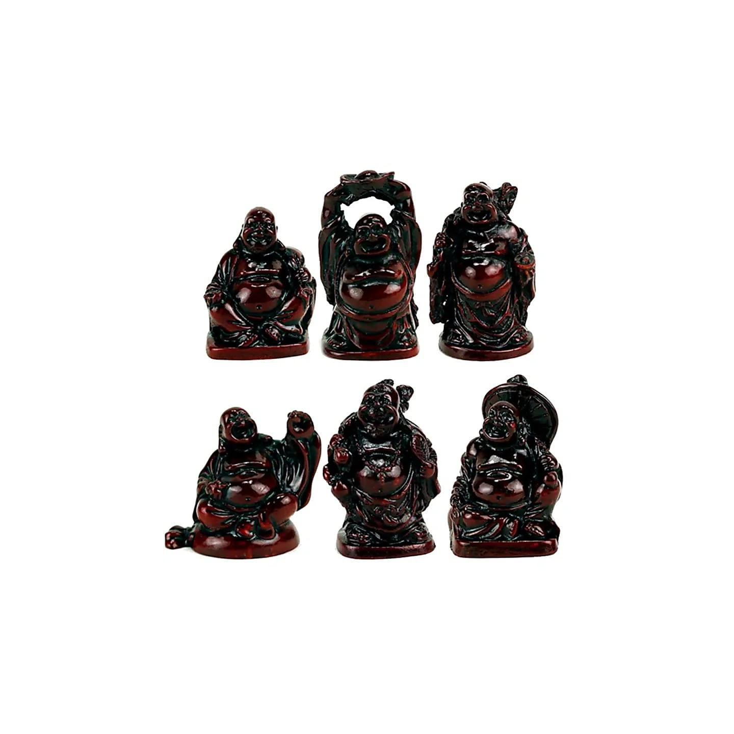 Set de 6 statuettes de Bouddha en Polystone rouge | Pieralune