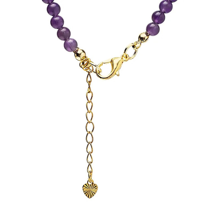 Collier ajustable Améthyste avec pendentif soleil | Pieralune