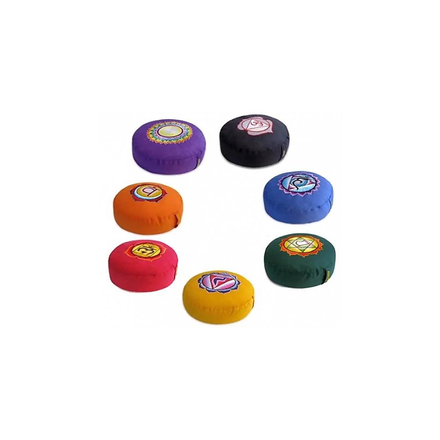 Coussins de méditation SET 1 de 7 couleurs Chakra brodés | Pieralune