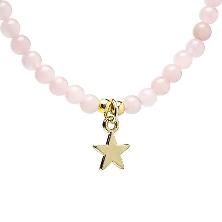 Collier ajustable Quartz rose avec pendentif étoile | Pieralune