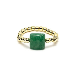 Bague élastique aventurine verte facettée | Pieralune