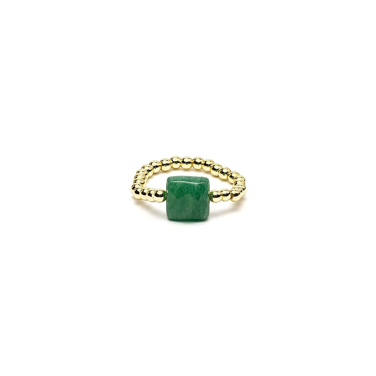 Bague élastique aventurine verte facettée | Pieralune