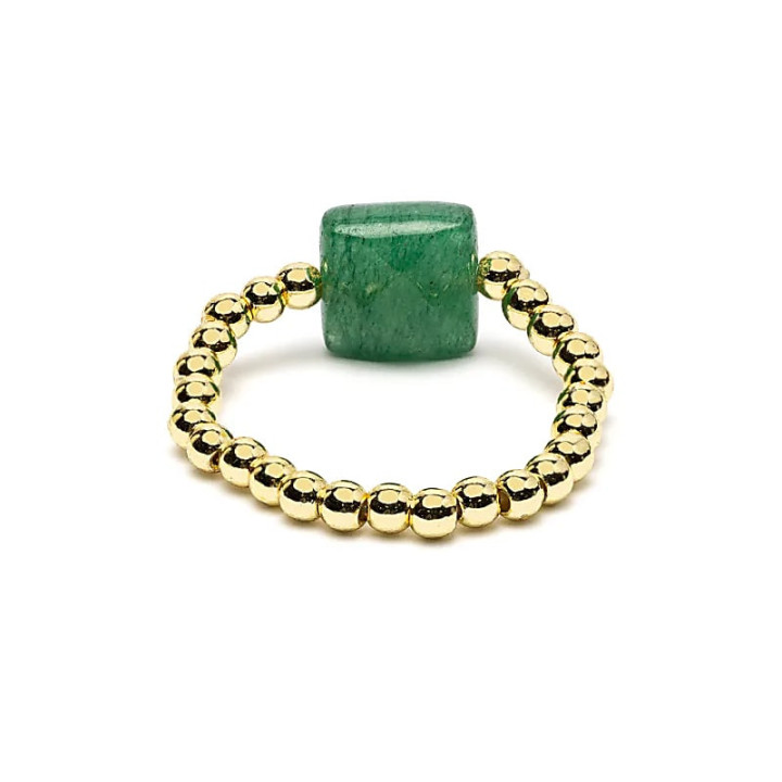 Bague élastique aventurine verte facettée | Pieralune