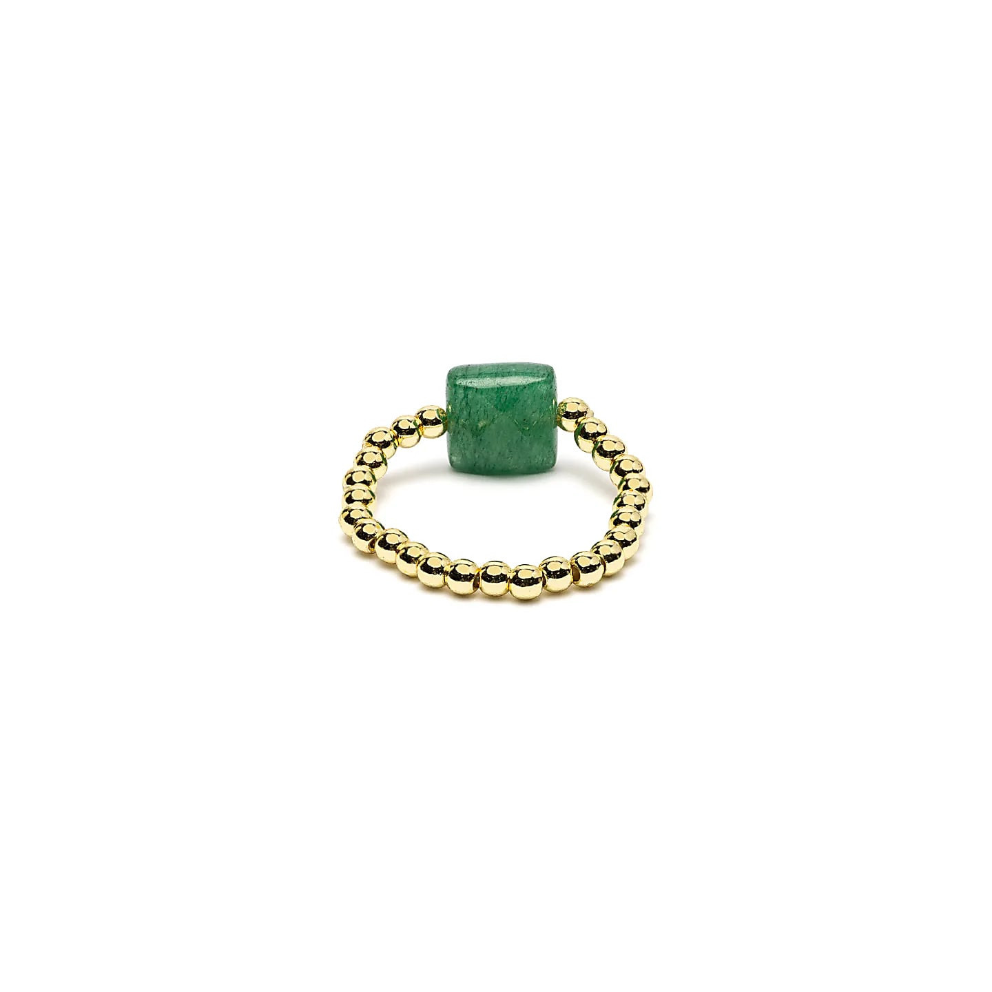 Bague élastique aventurine verte facettée | Pieralune