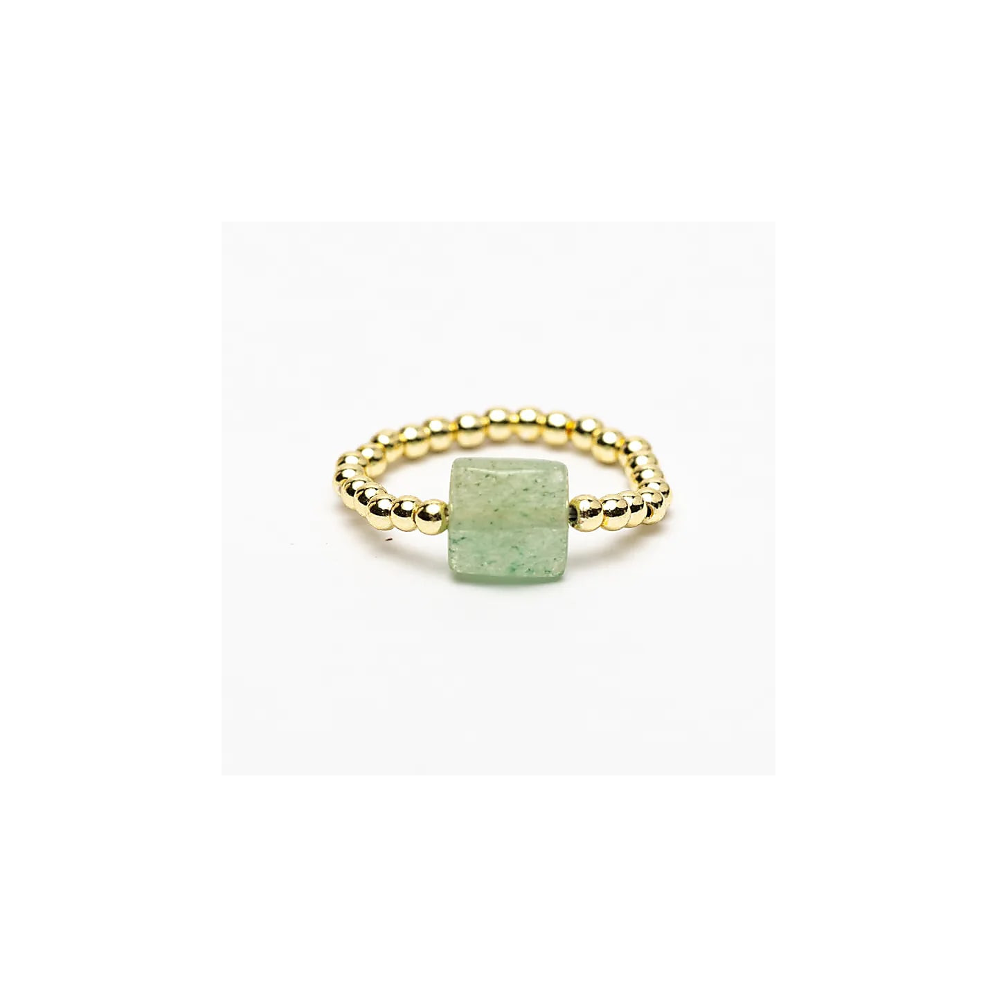 Bague élastique aventurine verte facettée | Pieralune
