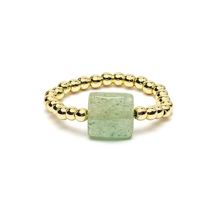 Bague élastique aventurine verte facettée | Pieralune