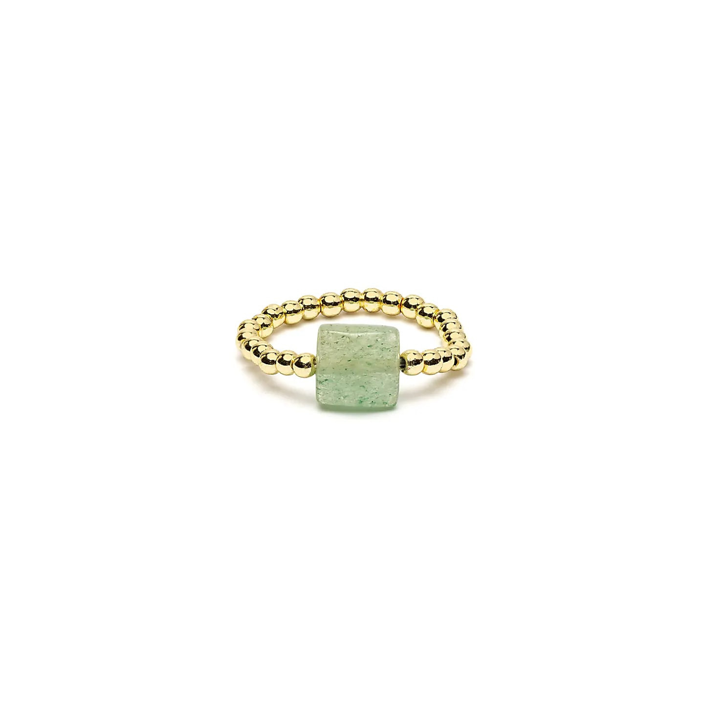 Bague élastique aventurine verte facettée | Pieralune