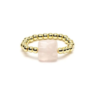 Bague élastique quartz rose facetté | Pieralune