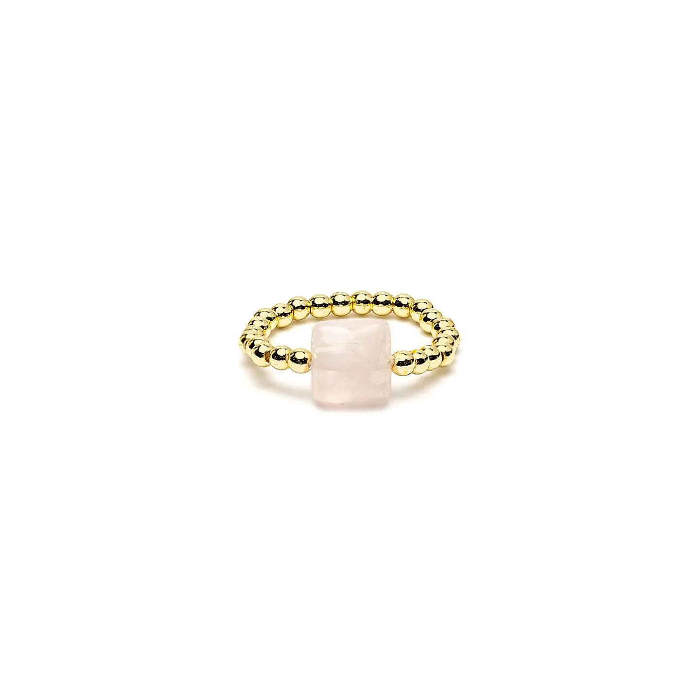 Bague élastique quartz rose facetté | Pieralune