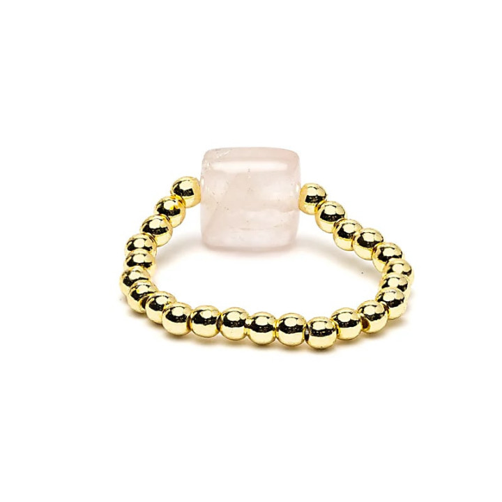 Bague élastique quartz rose facetté | Pieralune