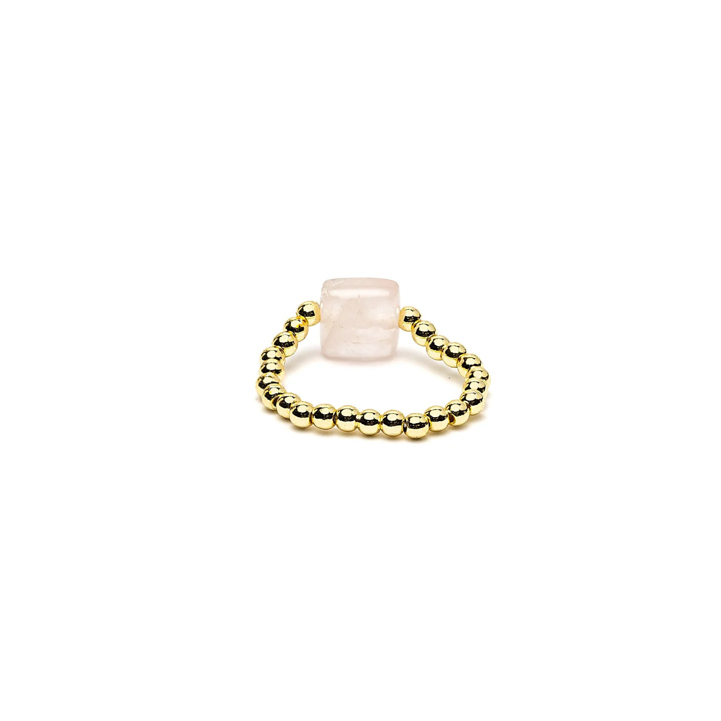 Bague élastique quartz rose facetté | Pieralune