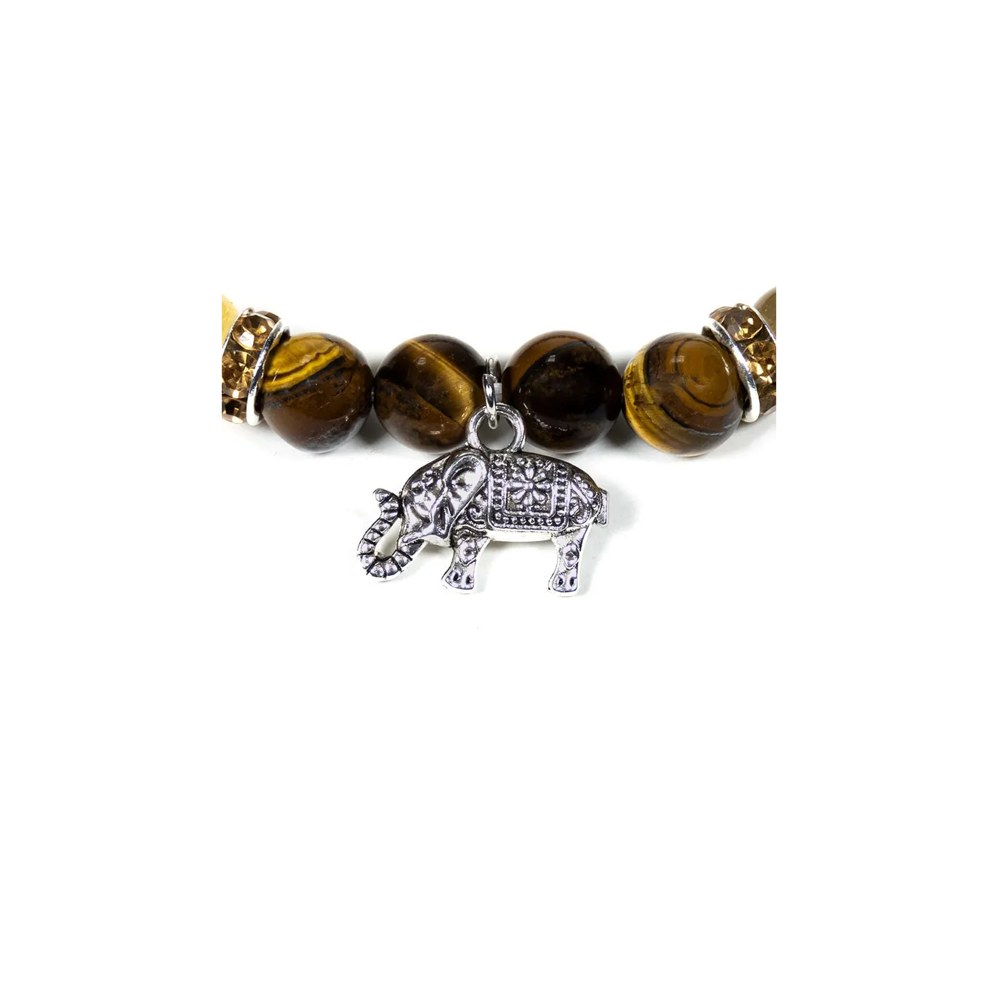 Bracelet Oeil de tigre / Quartz rutile avec éléphant | Pieralune