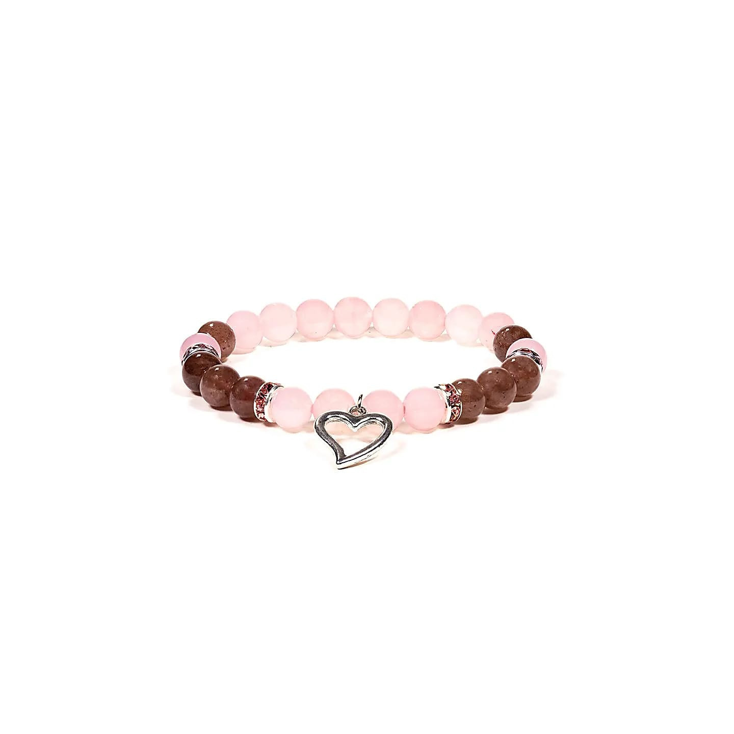 Bracelet Quartz rose / Quartz fraise avec coeur | Pieralune