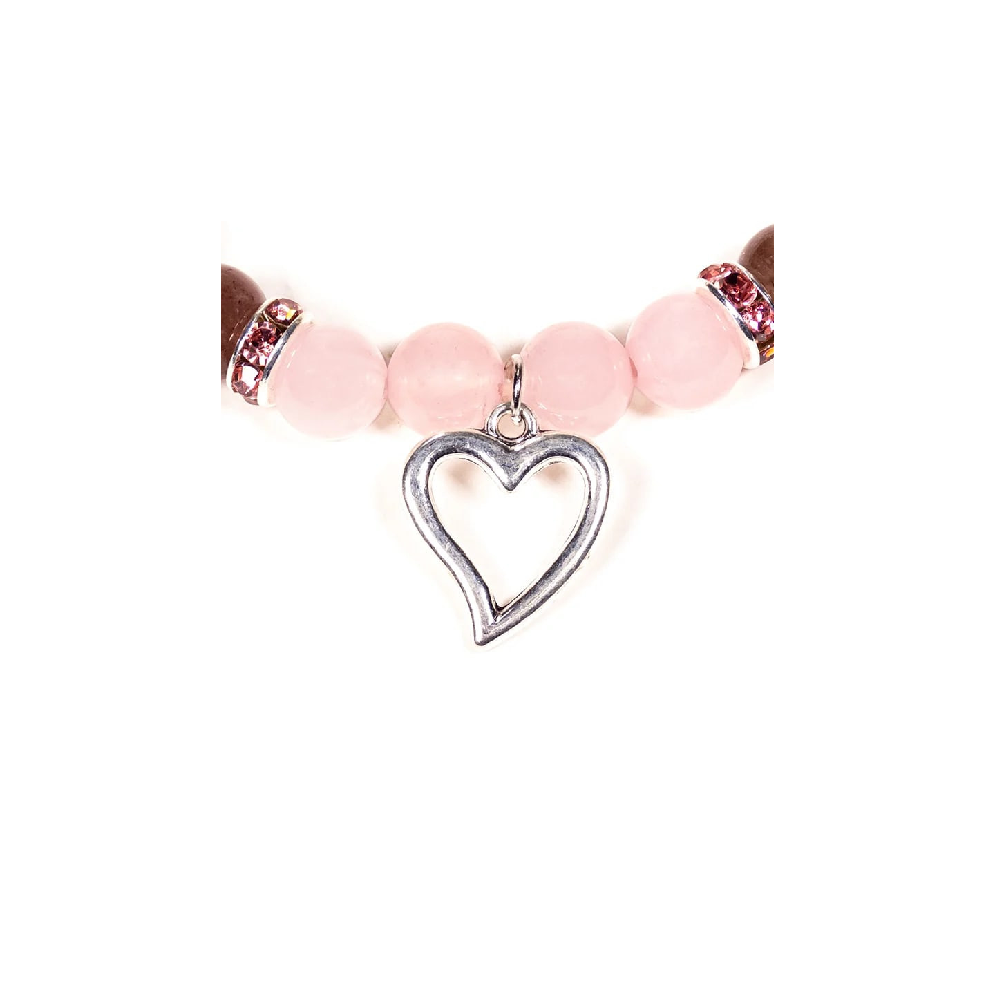 Bracelet Quartz rose / Quartz fraise avec coeur | Pieralune
