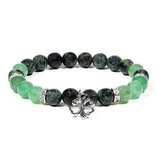 Bracelet Jaspe kambaba / Aventurine avec trèfle | Pieralune