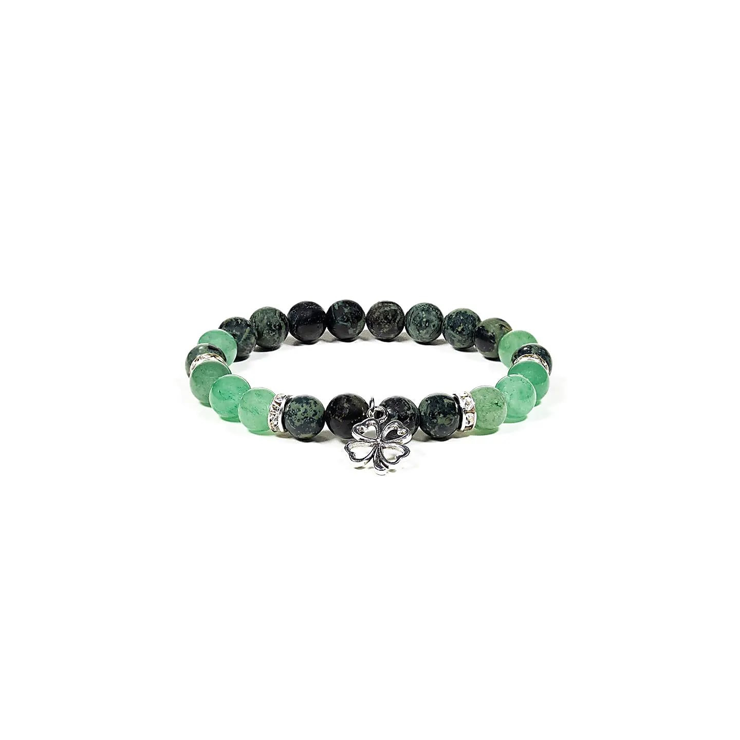 Bracelet Jaspe kambaba / Aventurine avec trèfle | Pieralune