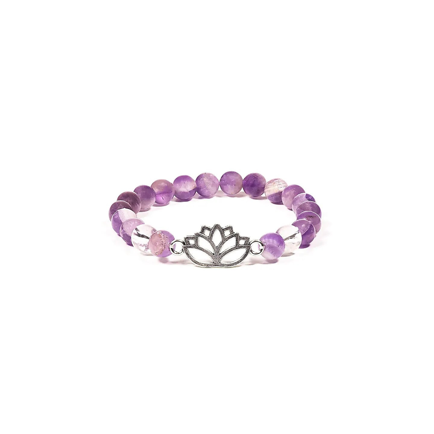 Bracelet Améthyste chevron/Cristal de roche lotus | Pieralune
