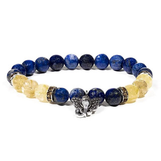 Bracelet Lapis lazuli / Quartz rutile avec Ganesh | Pieralune