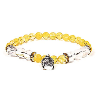 Bracelet Citrine / Cristal de roche avec Bouddha | Pieralune