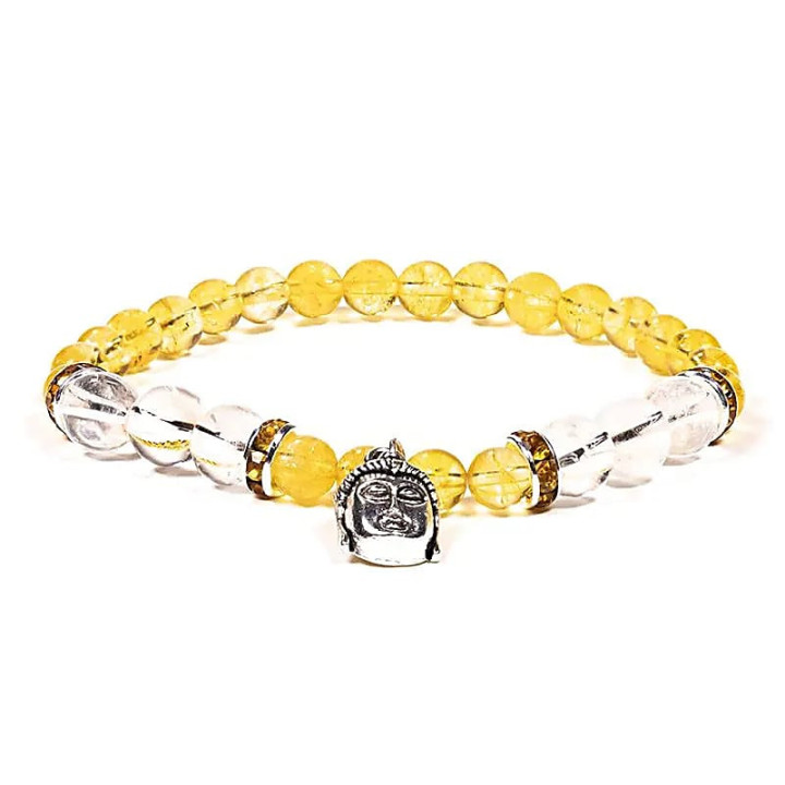 Bracelet Citrine / Cristal de roche avec Bouddha | Pieralune