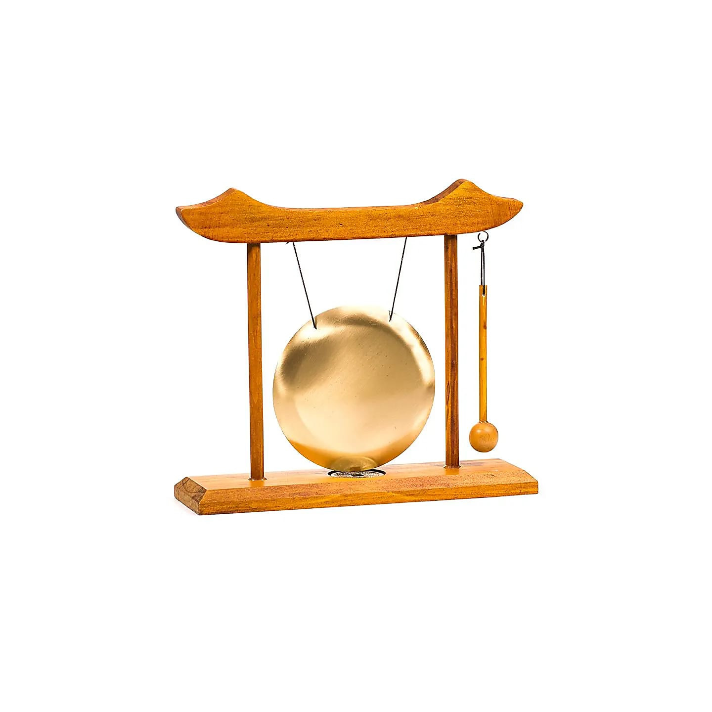 Gong de Table - structure bois rouge gong doré | Pieralune