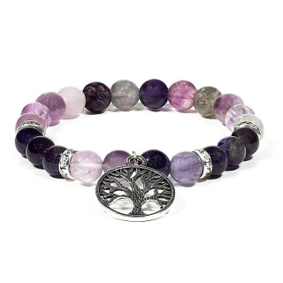 Bracelet Fluorite / Améthyste avec arbre de vie | Pieralune