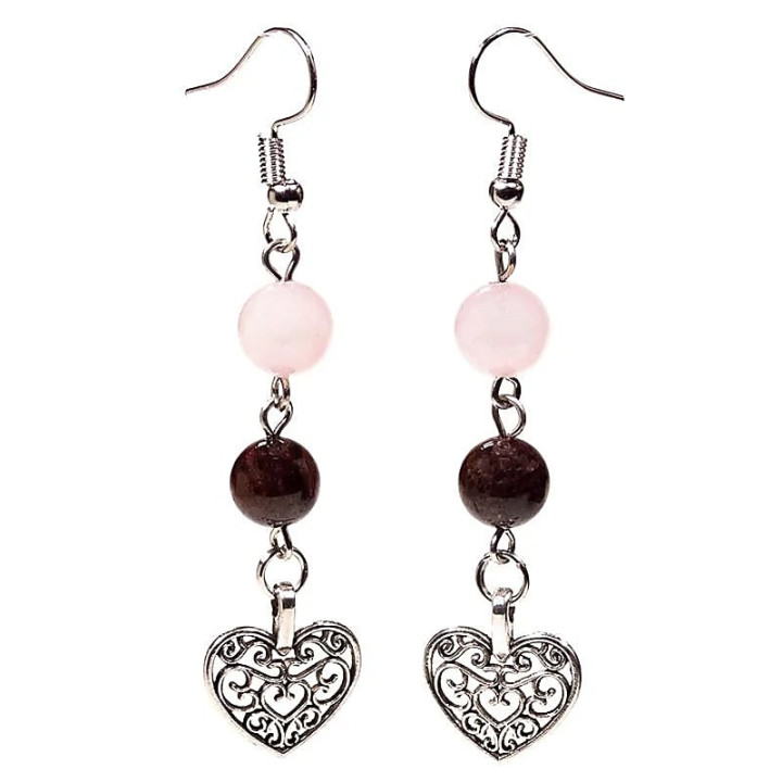 Boucles dóreilles Grenat/Quartz & coeur | Pieralune