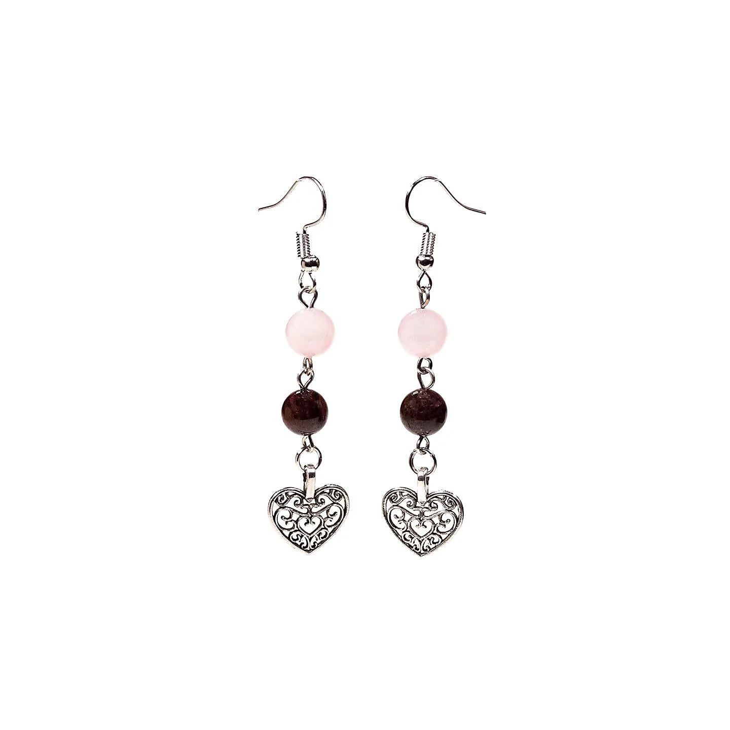 Boucles dóreilles Grenat/Quartz & coeur | Pieralune