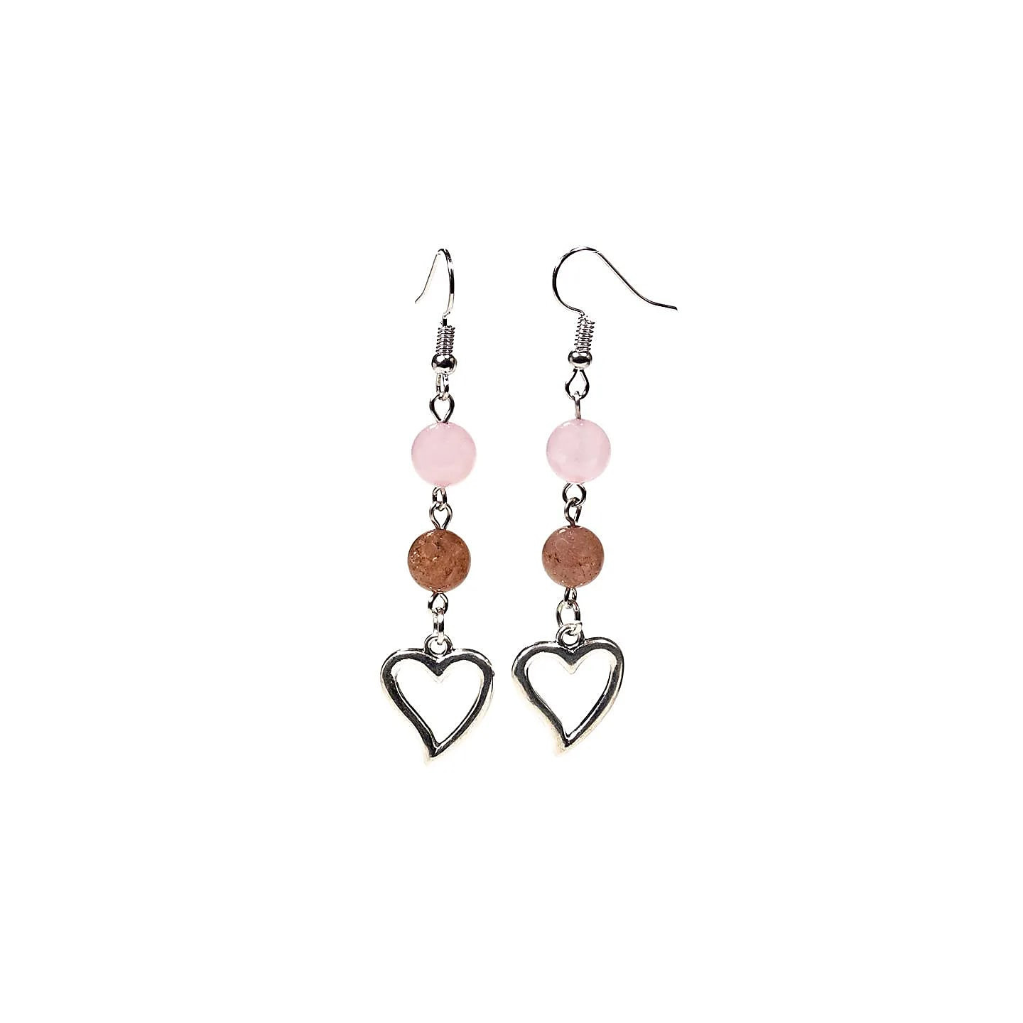 Boucles d'oreilles Quartz rose/Quartz fraise & coeur | Pieralune